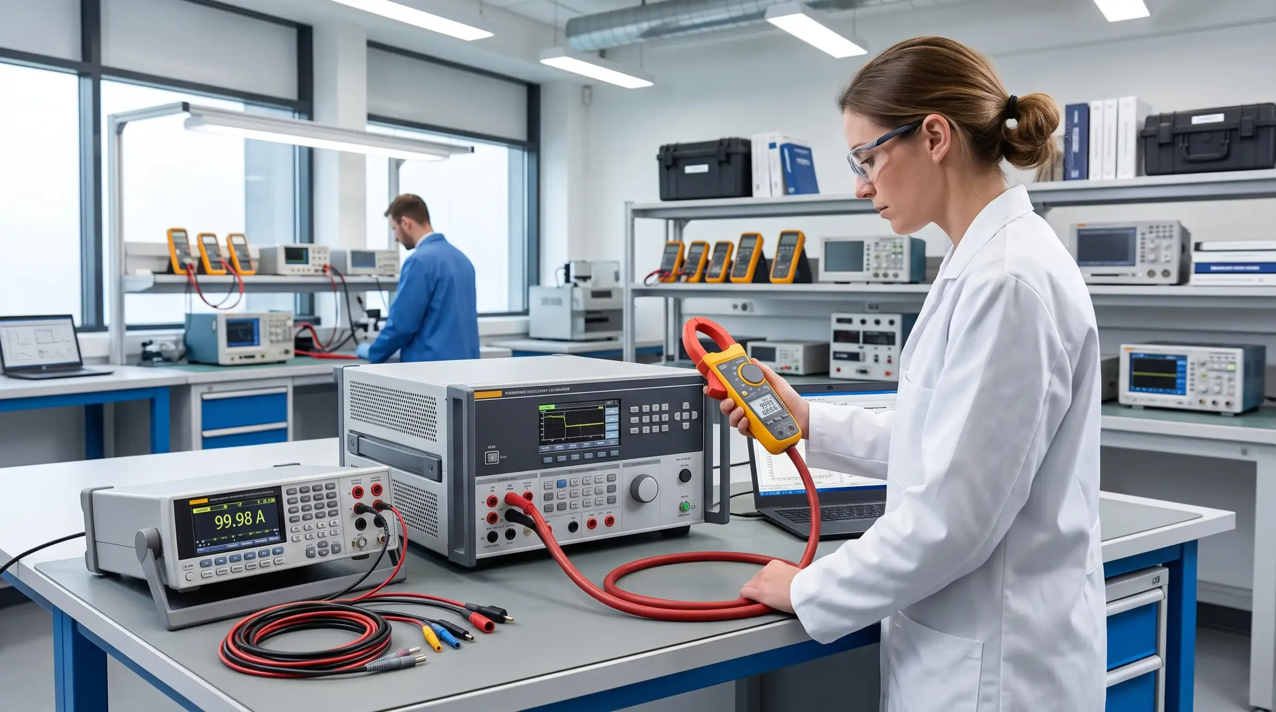 Pensampermetrenin profesyonel laboratuvar ortamında akım kalibrasyonu